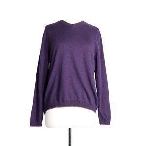 Robert Graham Men’s Large Purple Knowledge Wisdom Truth Sweater V-Neck Wool Knit